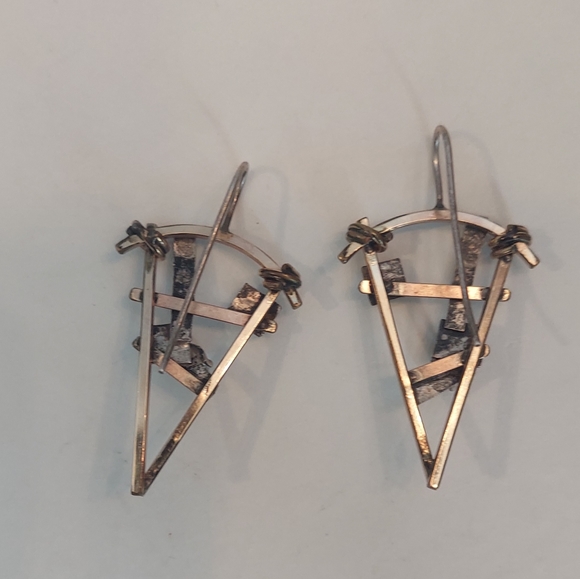 Unique Triangular Cubic Zirconia Dangle Earrings - Picture 7 of 7
